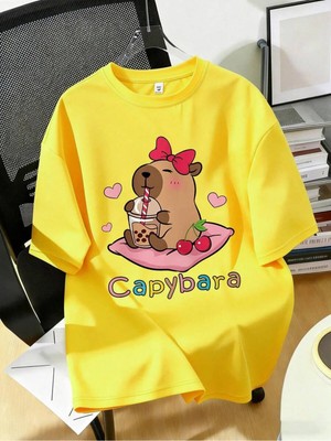 CC Collection Cappybara Desenli Çocuk Tişört Sevimli Baskılı Regular Fit