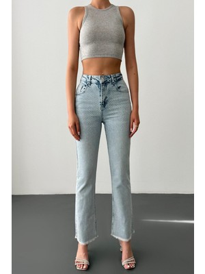 Lacarino 7598-1 Kadın Mini Flare Jean Pantolon