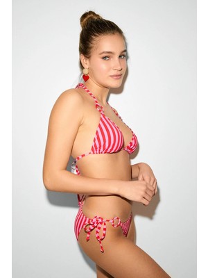 Kom Lınje Çizgi Desen Üçgen Bikini