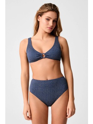 Kom Raıgh Simli Kumaş Aksesuar Detay Bikini