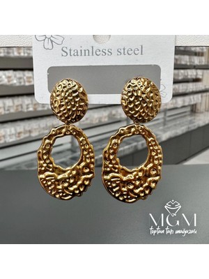 Mestore Taşsız Gold Kaplama Küpe