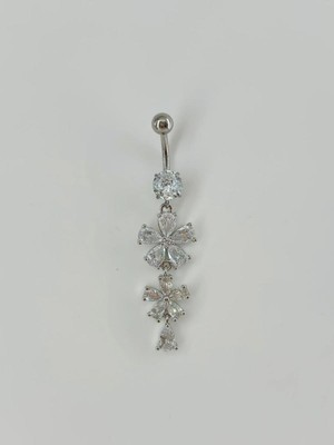 Mestore Çiçek Detaylı Sallantılı Göbek Piercing