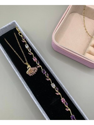 Kuğu Kolye ve Lale Bileklik Set
