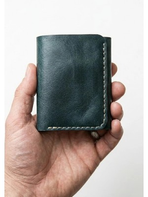 Huggy Craft Crazy Horse Deri Üç Katlı Cüzdan – Petrol Yeşili