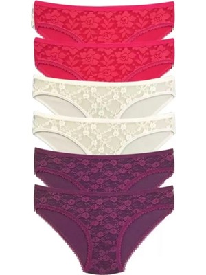 Pileli Store Pilelistore 6 Adet Önü Dantelli Transparan  Slip Külot S130