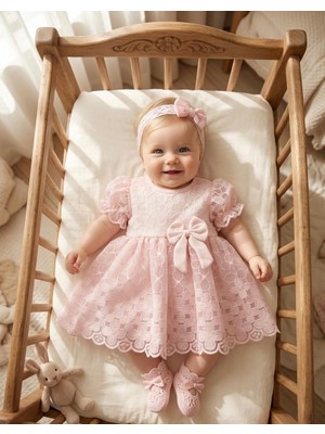 Miniday Baby Kız Bebek Mevlütlük Yazlık Elbise Bandanalı Dantelli Yeni Doğan Hastane Çıkışı Gelinlik Abiye 13