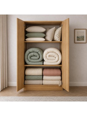 %100 Mdf 2 Kapaklı Yüklük - Çok Amaçlı Gardırop - Atlantik Çam