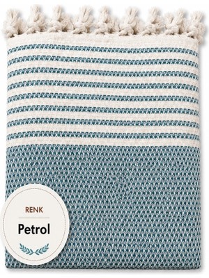 Mandaş Tekstil Pamuklu Kaymaz Hasır Dokuma Koltuk Örtüsü (180X220) - Petrol