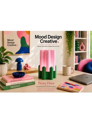 Mooddesign Peony Flora Decoratıve Ambıent Lamp - Peony Flora Dekoratif Ambiyans Masa ve Gece Lambası