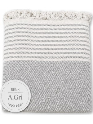 Mandaş Tekstil Pamuklu Kaymaz Hasır Dokuma Koltuk Örtüsü (180X220) - Açık Gri