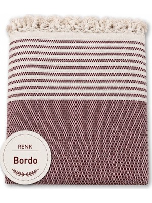 Mandaş Tekstil Pamuklu Kaymaz Hasır Dokuma Koltuk Örtüsü (180X220) - Bordo