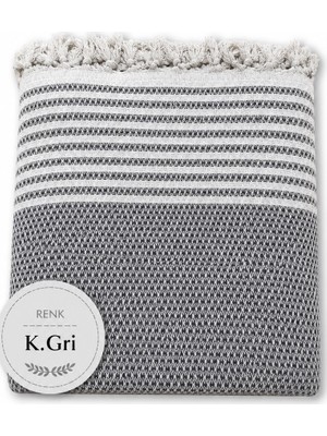 Mandaş Tekstil Pamuklu Kaymaz Hasır Dokuma Koltuk Örtüsü (180X220) - Koyu Gri