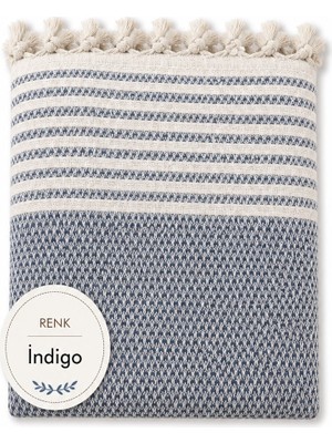 Mandaş Tekstil Pamuklu Kaymaz Hasır Dokuma Koltuk Örtüsü (180X220) - Indigo