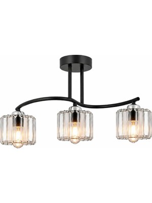 Eslight Ahu 3’Lü Kristal Taşlı Modern Salon Mutfak Yatak Odası Avize
