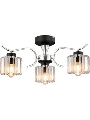 ESSLİGHT ESMA 3 LÜ PLAFONYER AVİZE (KRİSTAL TAŞLI) MODERN DEKORATİF AYDINLATMA