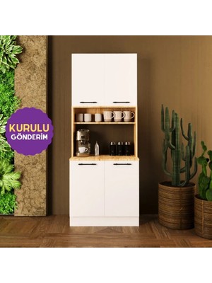 HOMECONOM Anitta Kahve Köşesi 80 cm Mat Beyaz & Mat Meşe Mdf Lam