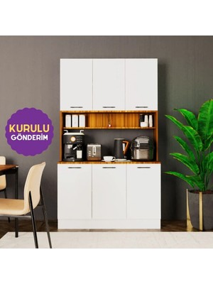 HOMECONOM Argos Kahve Köşesi 120 cm Parlak Beyaz & Mat Ceviz Mdf Lam
