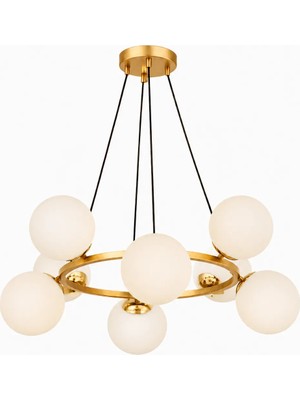 Esslight Kayra 8’li Eskitme Beyaz Camlı Modern Salon Mutfak Yatak Odası Avizesi
