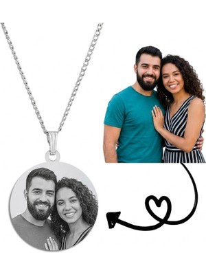 Moonpiece Collection Çelik Kolye Kişiye Özel Fotoğraf Baskılı Arkadaş,sevgii, Hediye
