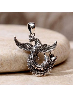 Ebrar Silver Gümüş Anka Kuşu Kolye Ucu 925 Ayar Gümüş Zümrüdüanka Kuşu Unisex Kolye Anka Kuşu Figürlü Kolye Ucu
