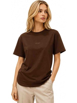 Moda Yırtmaçlı Tshirt Kahve