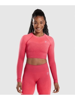 Gymshark Seamless Long Sleeve Crop - Hot Coral