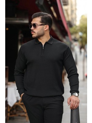 Pileli Store Pilelistore-  Selanik Örme Yakalı Uzun Kollu Triko