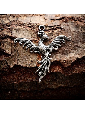 Ebrar Silver Gümüş Anka Kuşu Kolye Ucu 925 Ayar Gümüş Zümrüdüanka Kuşu Unisex Kolye Anka Kuşu Figürlü Kolye Ucu