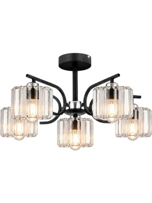 ESSLİGHT NEHİR 5 Lİ PLAFONYER AVİZE KRİSTAL TAŞLI MODERN DEKORATİF AYDINLATMA