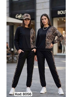 Moda Leoparlı Takım Siyah
