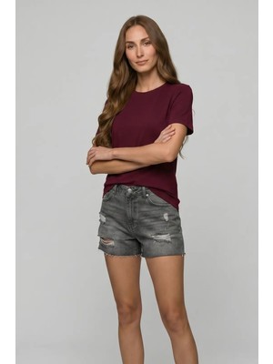 Passion Moda Evi Pamuklu Bisiklet Yaka Basic Tshirt