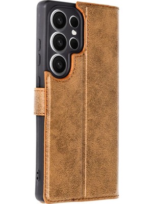 Mestore Samsung Galaxy S25 Ultra Kılıf Trend S Plus Kapaklı Kılıf - Taba