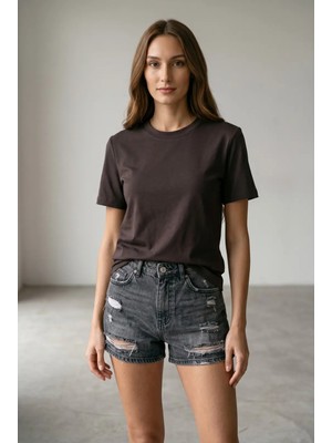 Passion Moda Evi Pamuklu Bisiklet Yaka Basic Tshirt