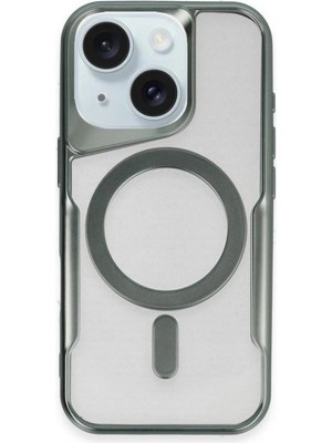 Mestore Apple Iphone 15 Plus Kılıf Boyi Magsafe Silikon Kapak - Yeşil