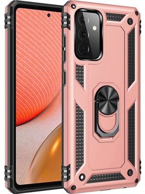 Mestore Samsung Galaxy A72 Kılıf Sofya Yüzüklü Silikon Kapak - Rose