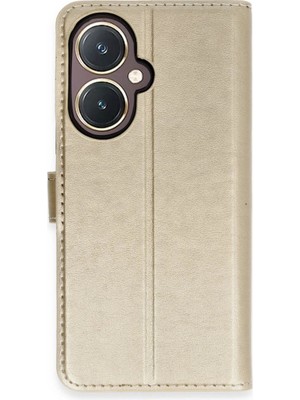 Mestore Vivo Y27 Kılıf Trend S Plus Kapaklı Kılıf - Gold