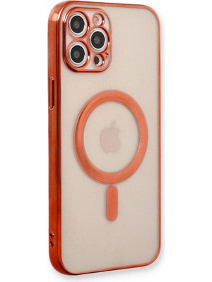 Mestore Apple Iphone 12 Pro Kılıf Magneticsafe Lazer Silikon - Kırmızı