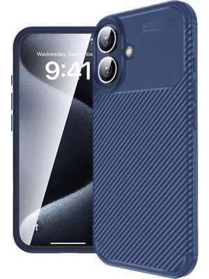 Mestore Apple Iphone 16 Plus Kılıf Auto Focus Karbon Kapak - Lacivert
