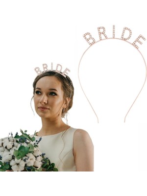 Svoria Store Rose Gold Renk Bekarlığa Veda Kristal Taş Bride Tacı Ithal 16X10 cm