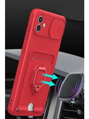 Mestore Samsung Galaxy A05 Kılıf Zuma Kartvizitli Yüzüklü Silikon - Lila