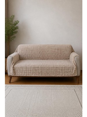 Tavşan Tüyü Kare Dokulu Kaymaz Koltuk/çekyat Örtüsü 170X210 cm