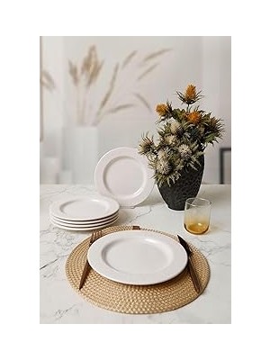Uravas Store Keramika Beyaz Iyonya Pasta Tabağı 22 cm 6 Adet 006