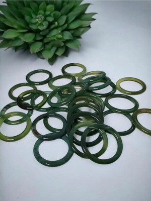 Zodyak Doğal Taş Akik Doğal Tas Yüzük Haki Akik Ince Boy Yüzük – 3mm 1 Adet