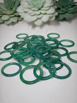 Zodyak Doğal Taş Akik Doğal Tas Yüzük Yeşil Akik Ince Boy Yüzük – 3mm 1 Adet