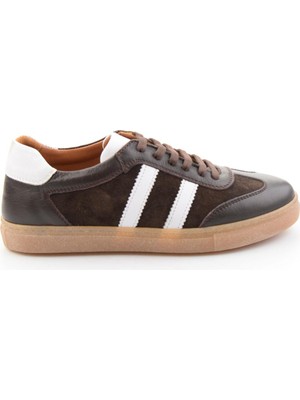 Bambi Kahve Beyaz Hakiki Deri Kadın Sneaker K01045050103