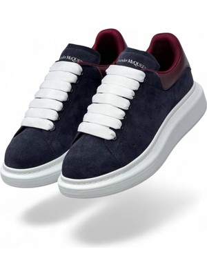 Globalux Alexander Mcqueen Oversized Suede Leather Lacivert - Süet Erkek Sneaker