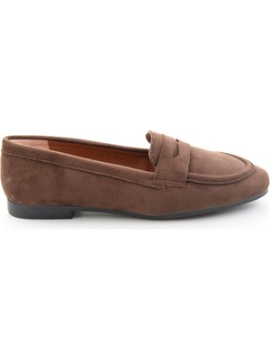 Bambi Kahve Süet  Kadın Loafer Ayakkabı K01745877072