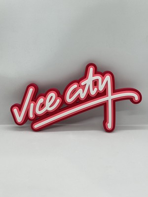 Goka 3D Craft Grand Theft Auto (Gta) Vice City Retro 3D Duvar Dekoru - 23 cm Premium Versiyon (1.5 cm Çift Montaj Setli)