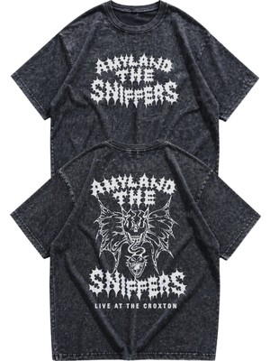 Fuddy Moda Unisex Oversize Amyl And The Sniffers Sırt Baskılı Yıkamalı Retro T-Shirt