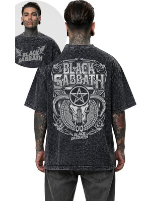 Fuddy Moda Unisex Oversize Black Sabbath Angel Sırt Yıkamalı Rock Band Vintage T-Shirt
